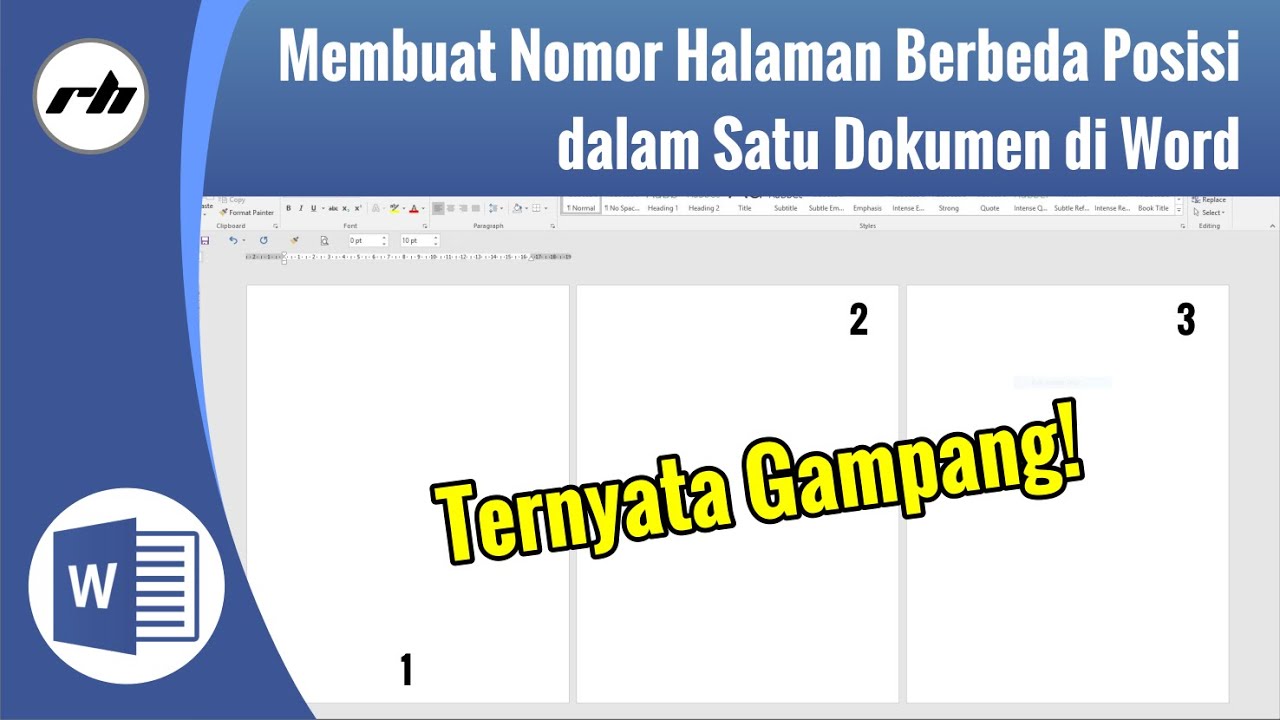 Cara Membuat Nomor Halaman Berbeda Posisi dalam Satu Dokumen di Word