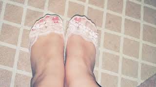 Trying On & Removing Lace Footlets Asmr Red Toenails Female Feet No Dialogue Jodies Feet