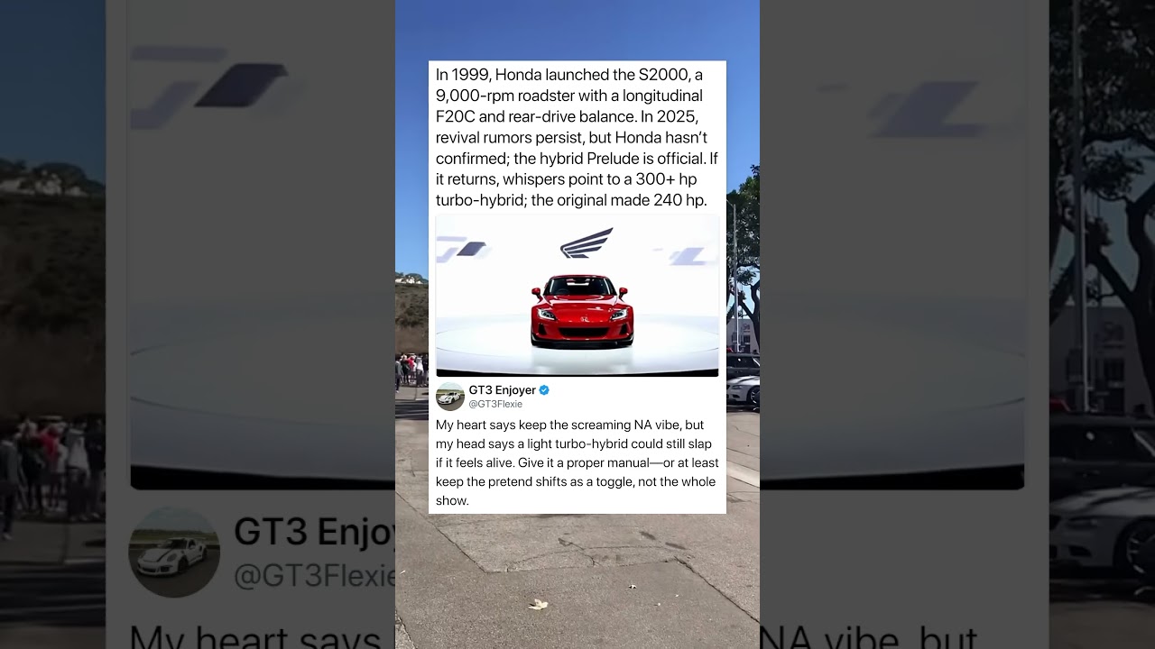 When Honda launched the S2000, a 9,000-rpm roadster with a longitudinal F20C and rear-drive balance.