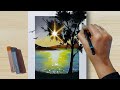 How to Draw Realistic Sunrays in Pastel - Improve your Pastel Drawing - Sunset Soft Pastel Drawing.