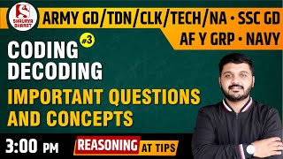 Famous #16 Coding Decoding (3)| Reasoning Class for Army GD/CLK/TECH/NA/SSC GD/AF Y Grp/Navy| By Rishab Sir Profile