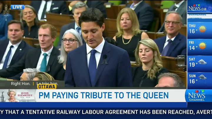 Prime Minister Justin Trudeau pays tribute to Quee...