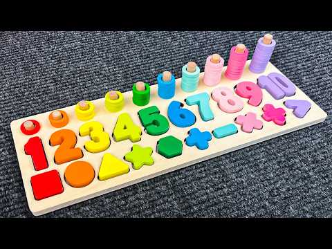 Find the Missing Numbers and Shapes with a Montessori Activity Puzzle | Preschool Toddler Learning