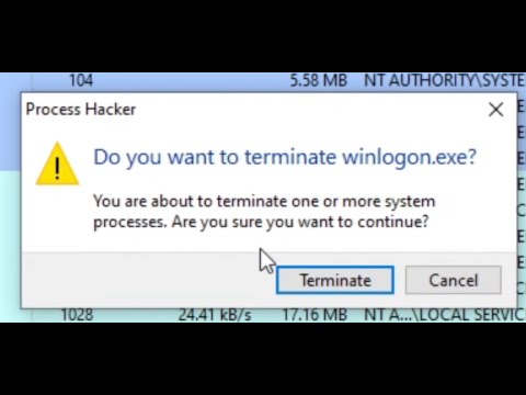 Ending the "winlogon.exe" Process in Windows 10