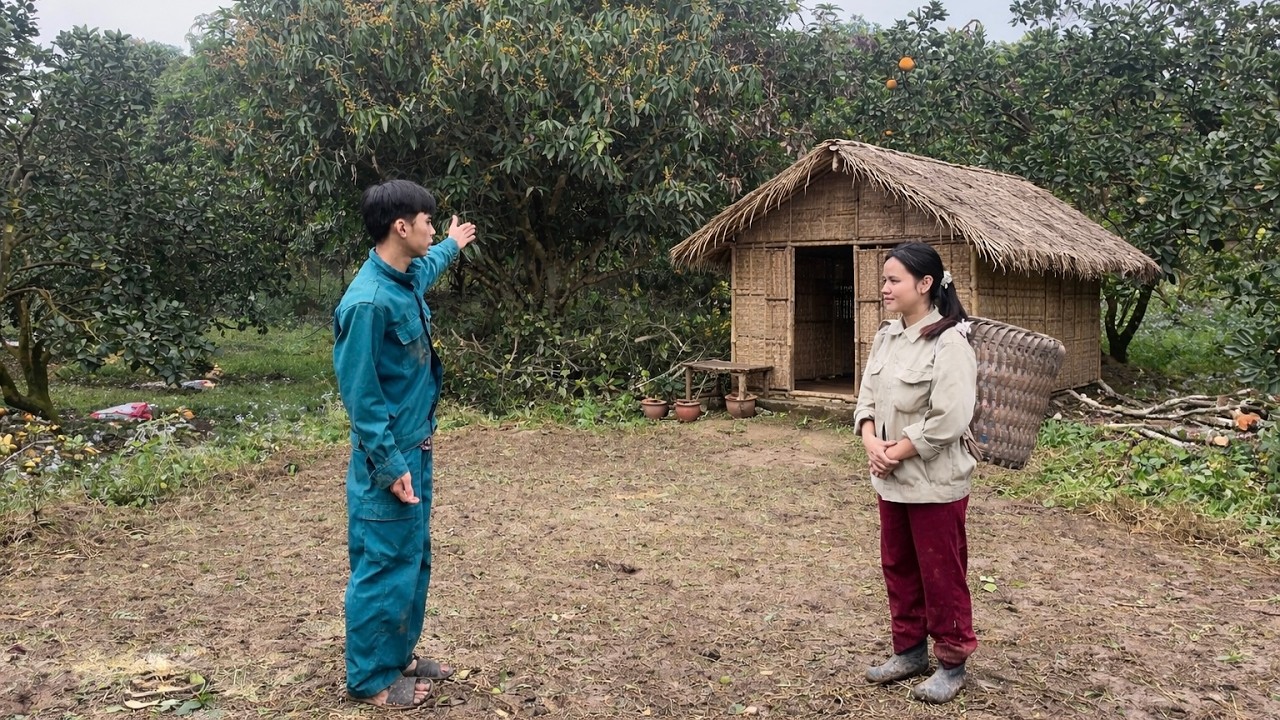 The kind police officer gave the poor girl a piece of land and helped her build a house.