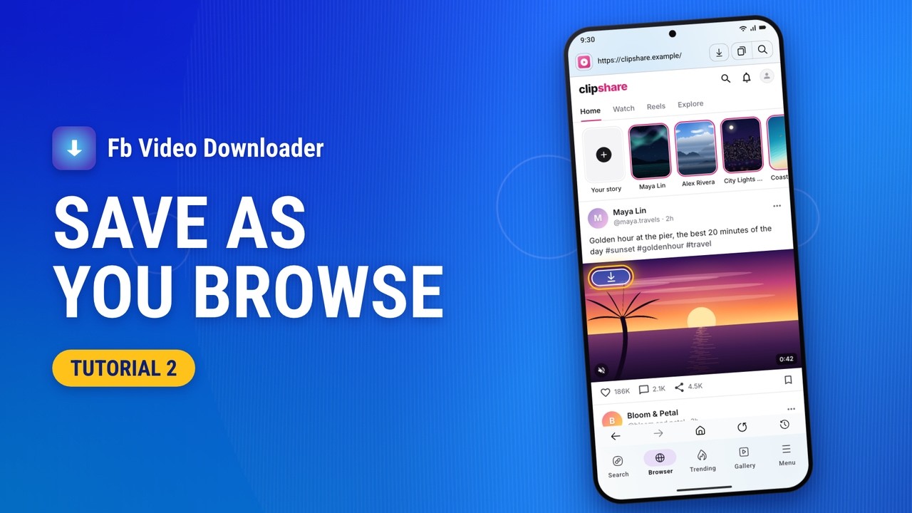 Fb Video Downloader tutorial 2: Download while browsing