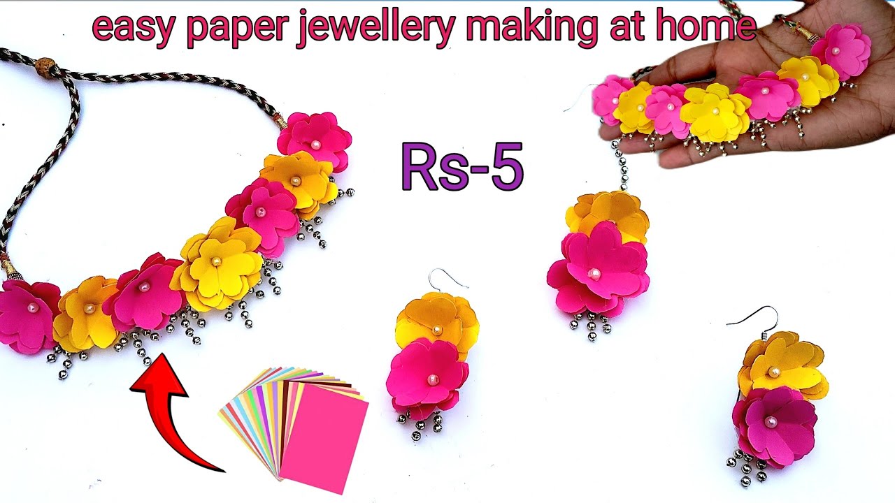 simple flower jewellery making at home _diy flower necklace _how to