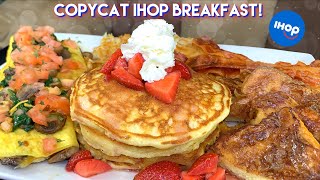 HOW TO MAKE IHOP CHEESECAKE PANCAKES SPINACH MUSHROOM OMELETTE FRENCH TOAST HASH BROWNS