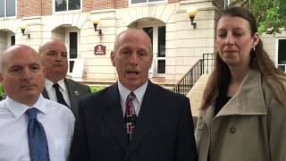 Police officer Mark Rowe discusses his case outside Virginia Beach Circuit Court