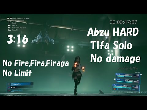 FF7 Remake Abzu HARD×Tifa Solo No damage 3:16 アプス ファイガなし！ティファソロノーダメージ ハード