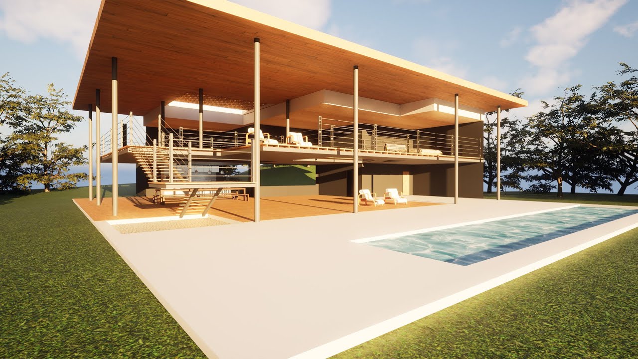 Modern Open House in Forest 3D Scene - Superhive (formerly Blender