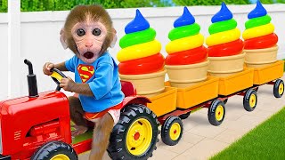 Monyet Bon Bon Imut memanen telur raksasa dan membeli permen pelangi di supermarket
