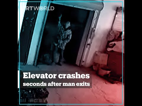 Elevator Crashes Down Shaft Seconds After Man Exits In China