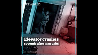Elevator crashes down shaft seconds after man exits in China