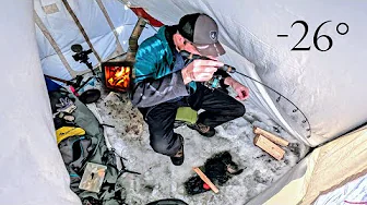 Ice Camping on Frozen Trout Lake in Extreme Cold