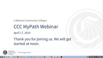 CCC MyPath Webinar, April 17, 2019