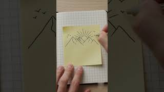 Easy Nature Art Trick: Mountain Sunrise Reflection! ⛰️🌅 #artshorts #minidrawing
