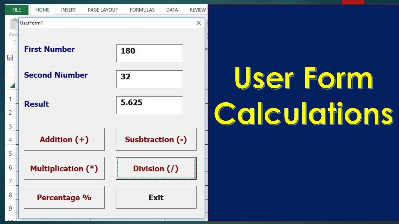 Userform Calculations In Excel Vba - Calculator Userform