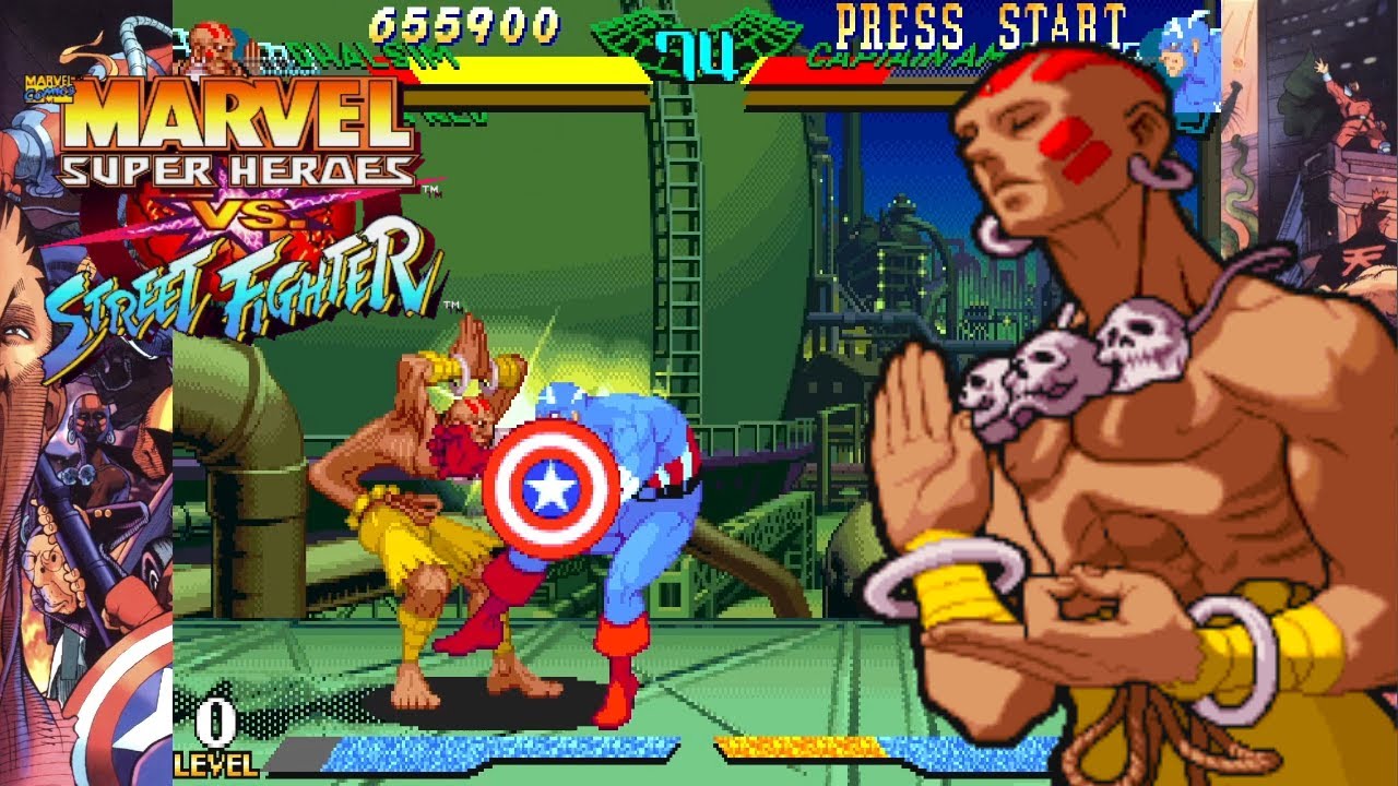 Dhalsim Playthrough - Marvel Super Heroes vs Street Fighter [ARCADE][HD]