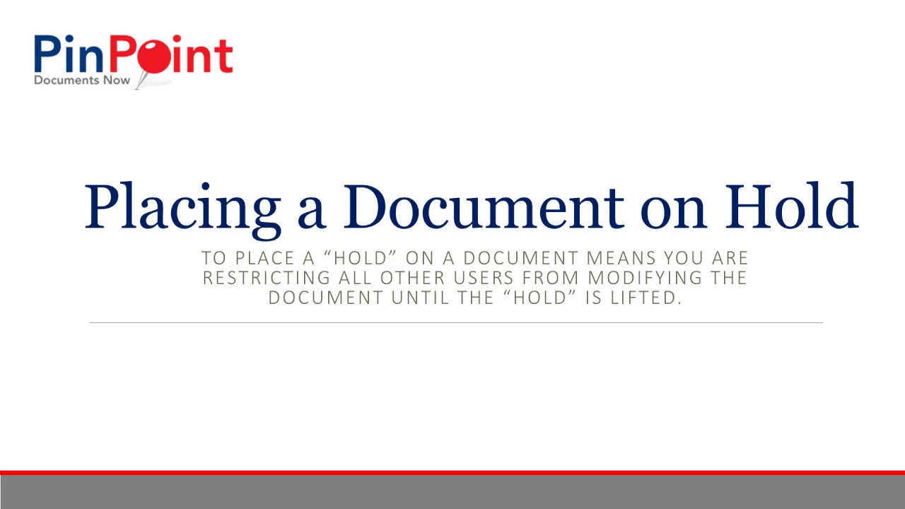 Placing a Document on Hold YouTube