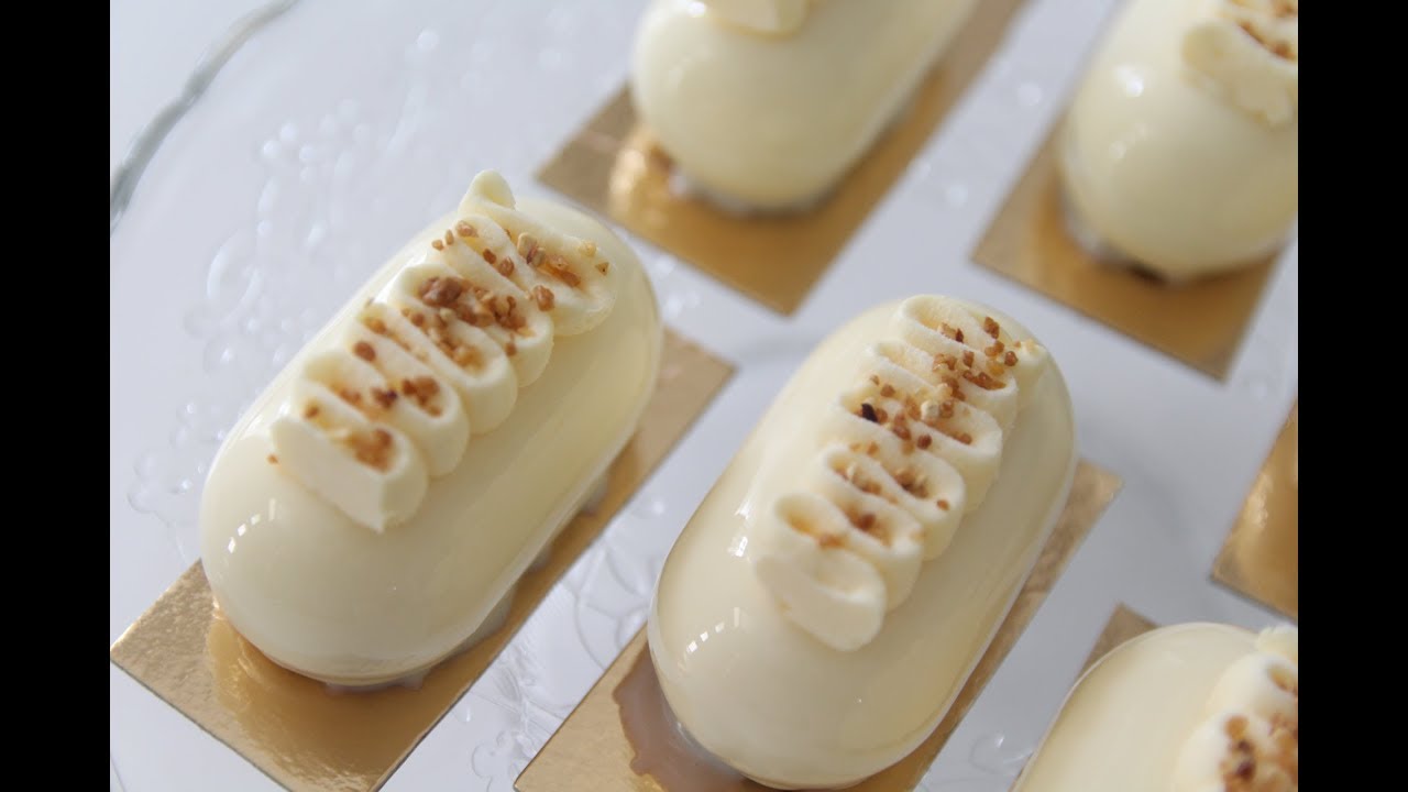 Mini entremets banane et mousse chocolat blanc