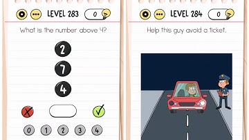Brain Test Tricky Puzzle level 283-284 What is the number above 4 | Help this guy avoid the ticket.