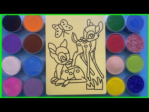 Video Tô màu tranh cát hai con hươu sao - Sand painting two... - youtube