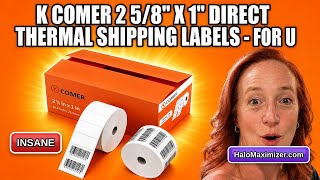 K Comer 2 5/8'' X 1'' Direct Thermal Shipping Labels - For UPC Barcodes & Addres