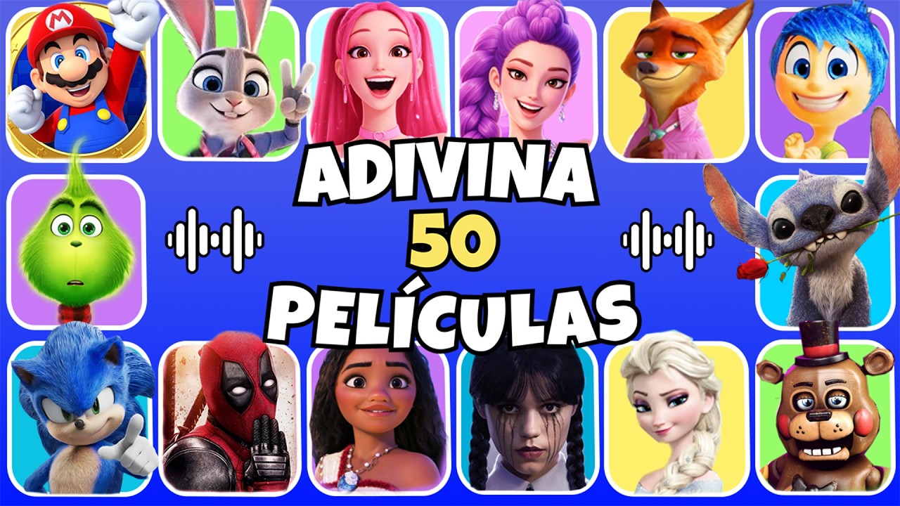 Adivina 50 PELÍCULAS Por La CANCIÓN😍⭐MARIO🍄STITCH🐾 MOANA🌺SONIC⚡Bob Esponja 🍍¡Adivina La Película! 🎬