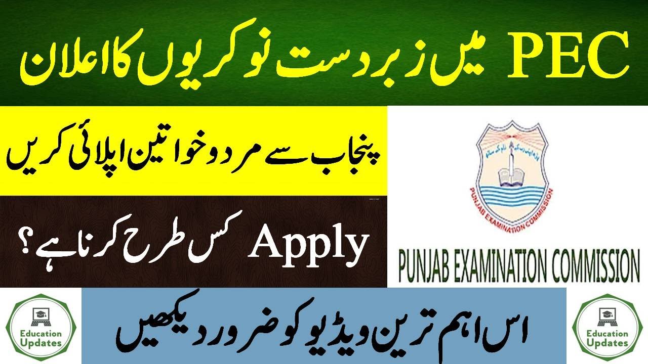 Latest Punjab Examination Jobs | PEC Jobs 2021 | By Education Updates