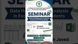 Data Handling and Analysis in Excel for FYP Students | PMAS Arid Agriculture University