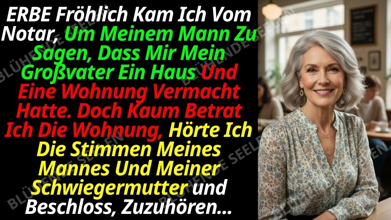 Ich kam vom Notar nach Hause, das Erbe meines Großvaters in der Tasche, und wollte Julian die Neuigkeit erzählen. Da hörte ich aus dem Wohnzimmer die Stimme seiner Mutter. Sie plante, wie mein...