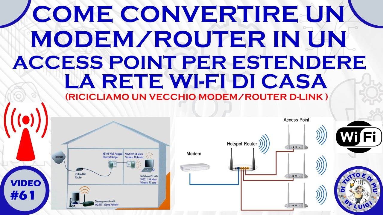  Update #61 - Come convertire un Modem/Router in un Access Point per estendere la rete WI-FI di casa.