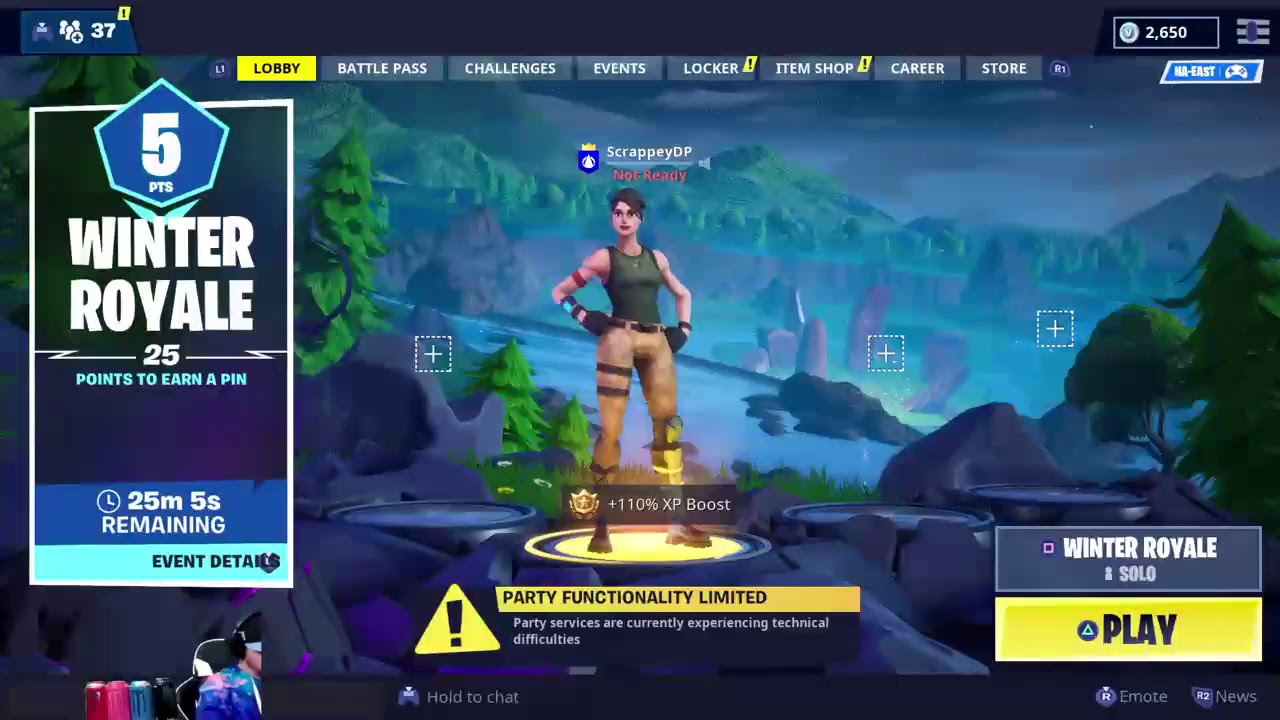 Fortnite WINTER ROYALE session 2- LIVE Solos Tournament- 11-25-18 -Tournament!