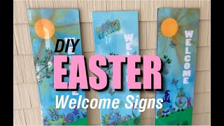 How to Make a DIY Easter Welcome Sign | Easy Craft Project 🌷🐰 #EasterCrafts #DIYHomeDecor