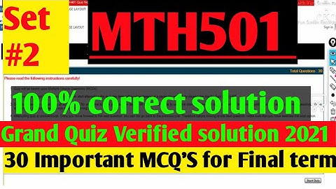 MTH501 :grand quiz verified solution 2021 ||set-2||100 %correct solution ||Maths by Zahfran