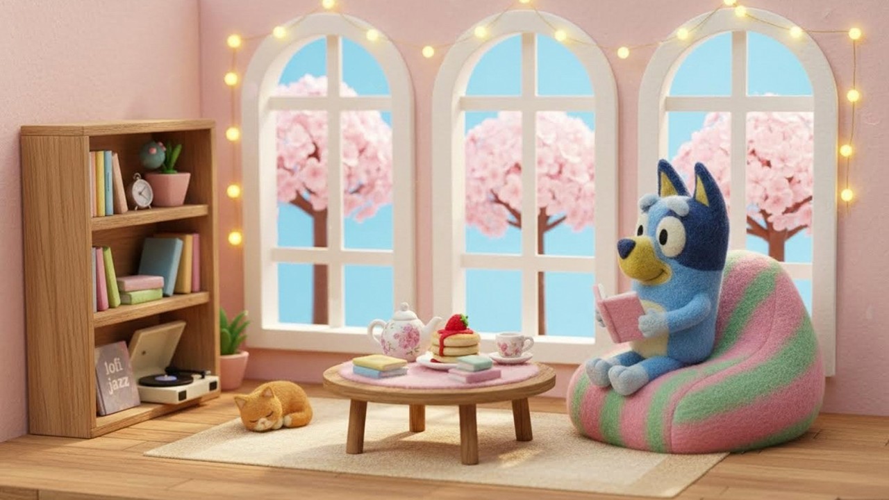 Bluey's Sunny Spring Window 🌸📚 Cozy Lofi Jazz for Unwind, Study & Work Focus