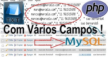 Extraindo Dados,Email TXT  Para MySql Com Vários Campos - PHP