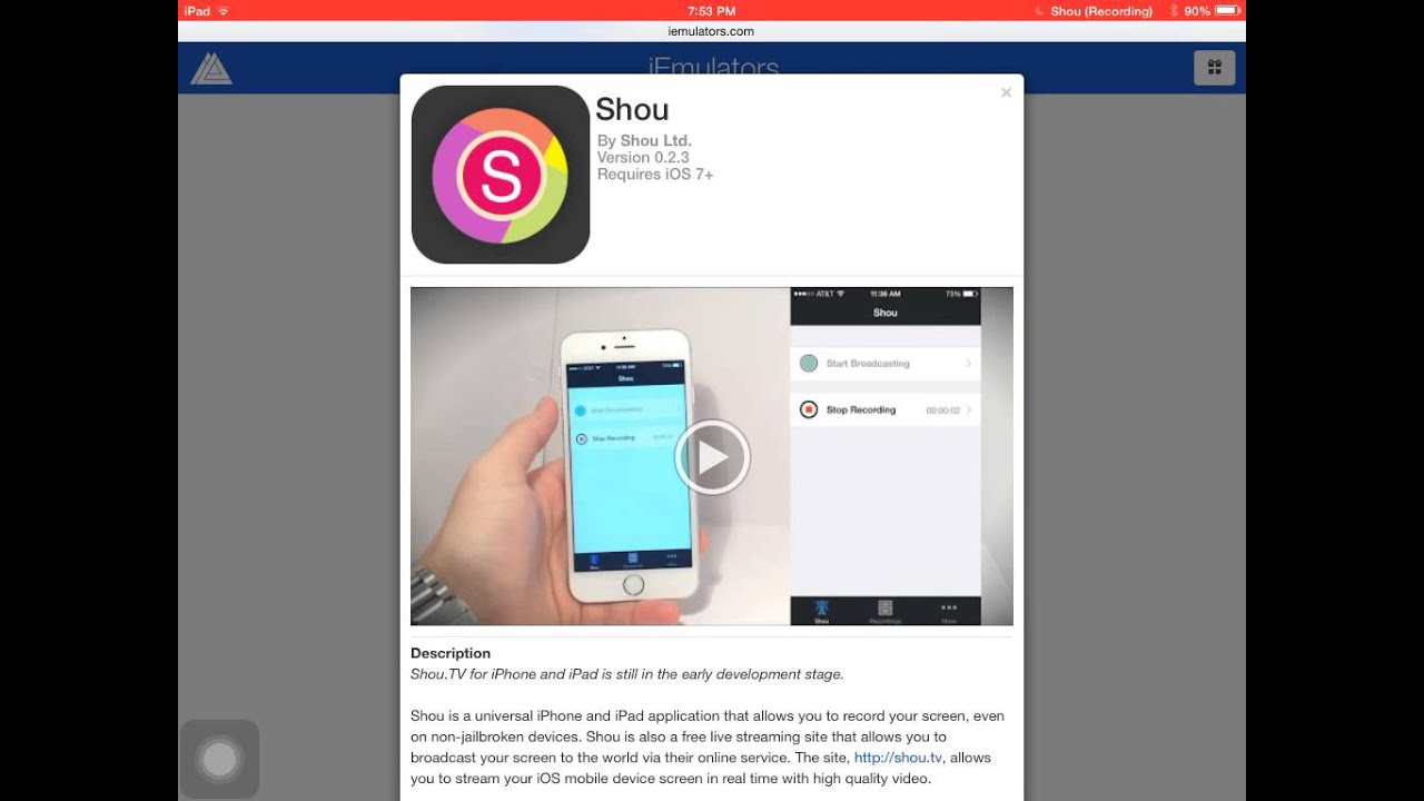 This is how to get shou on iOS 8.1 with iemulators