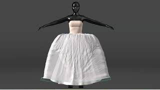 Dior “Pompadour” evening dress 3d simulation