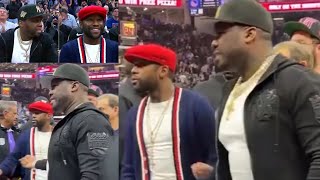 Floyd Mayweather & 50 Cent Squash their BEEF at a Basketball game