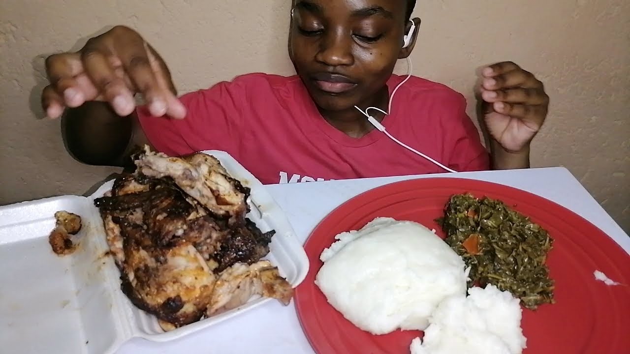 CHICKEN DUST WITH PAP AND MOROGO MUKBANGEATING SHOWSOUTH AFRICAN