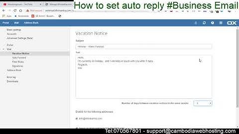 Set auto reply on webmail