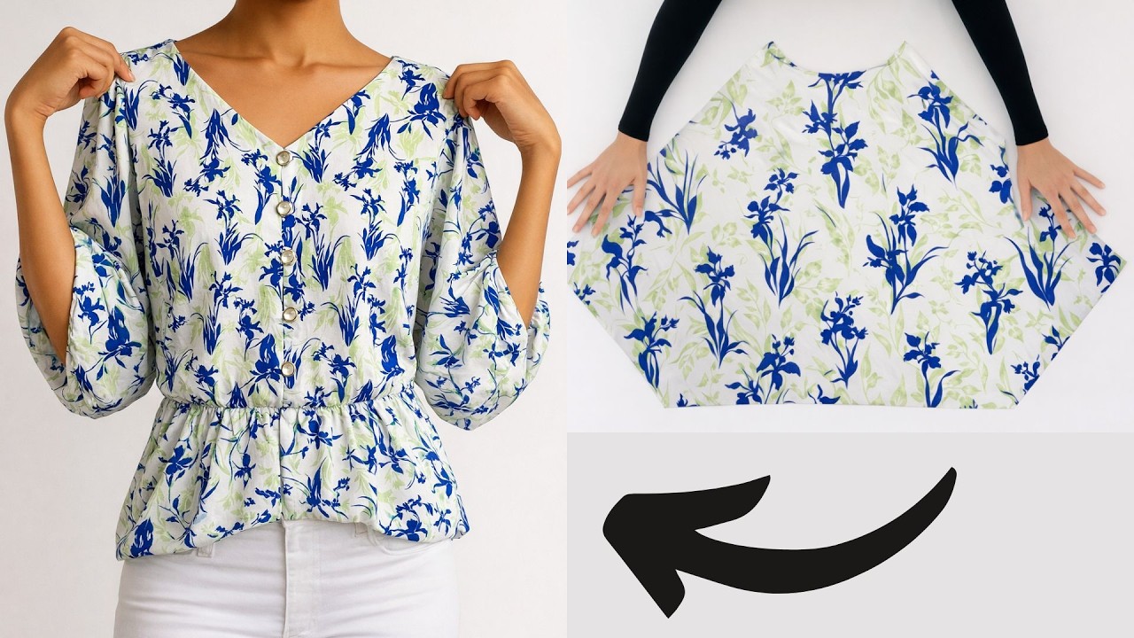 🍁 Блузка своими руками 🍁Простой шитье, потрясающие результаты!