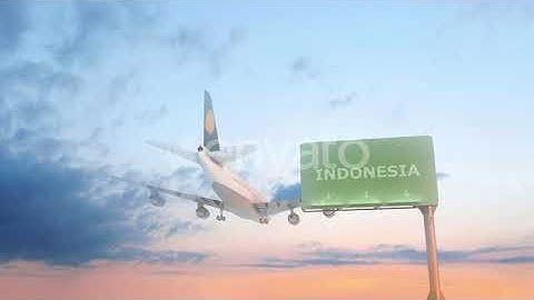 Airplane Arriving To Indonesia | Motion Graphics - Envato elements