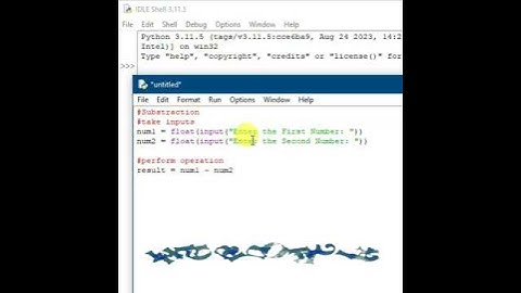 Python IDLE - Substraction of Two numbers - code Run Command - Beginners Code  #python #coding
