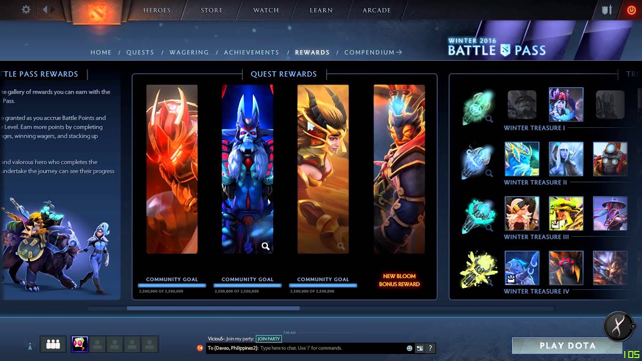 DOTA 2 Winter Season Battle Pass 2016 after Expiry
