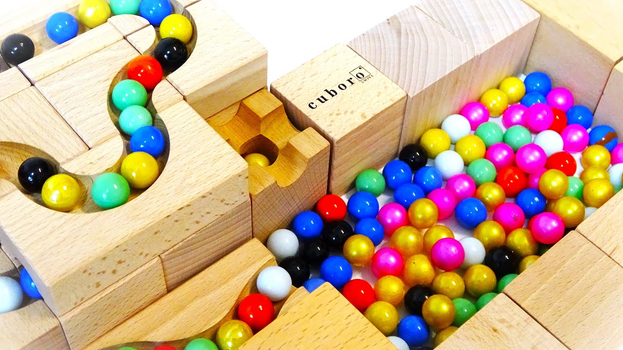 Marble run race ☆ Wooden Cuboro and HABA marble video