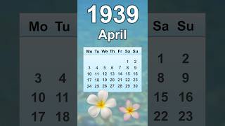 April 1939 Calendar