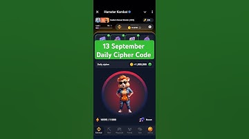 13 September Hamster Combat Daily Cipher Code #hamsterkombat #dailycipher #ciphercodes #13september